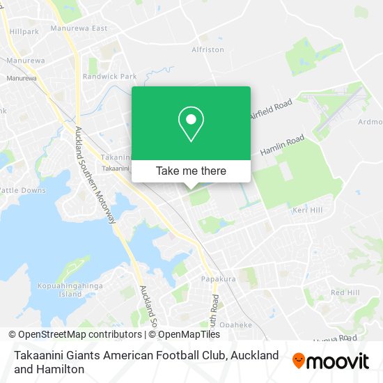 Takaanini Giants American Football Club map