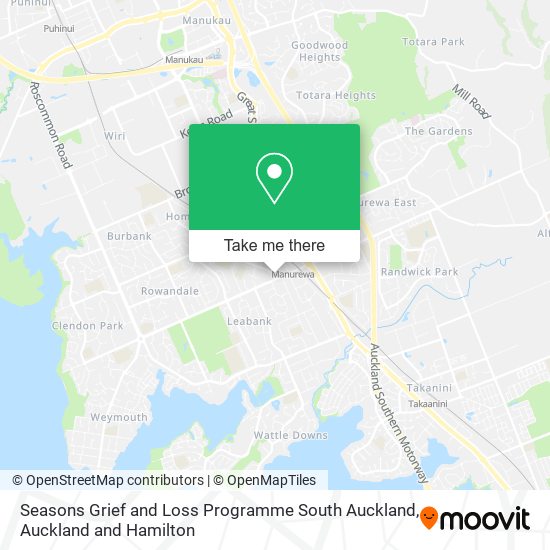 Seasons Grief and Loss Programme South Auckland map