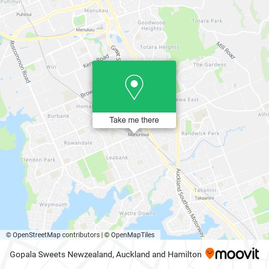 Gopala Sweets Newzealand map