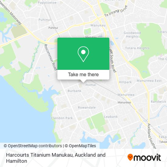 Harcourts Titanium Manukau map