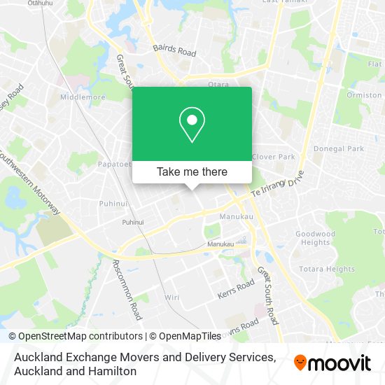 Auckland Exchange Movers and Delivery Services map