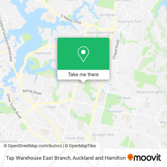 Tap Warehouse East Branch map
