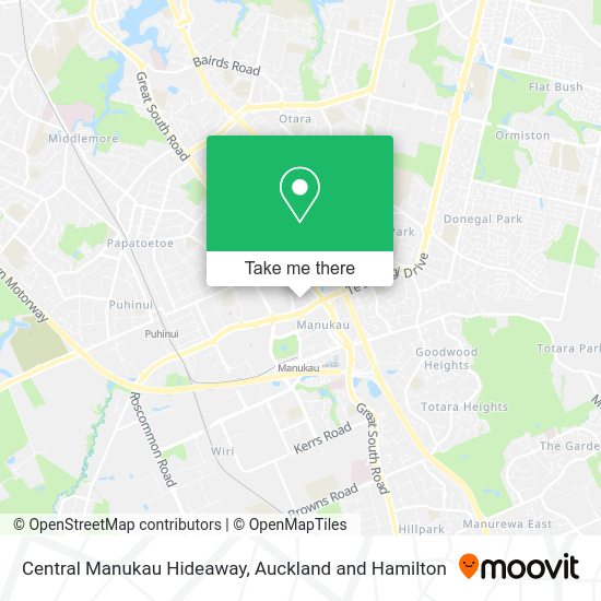 Central Manukau Hideaway map