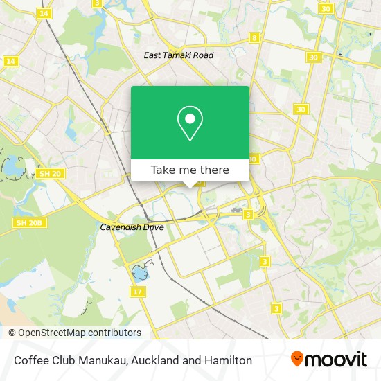 Coffee Club Manukau map