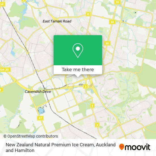 New Zealand Natural Premium Ice Cream map