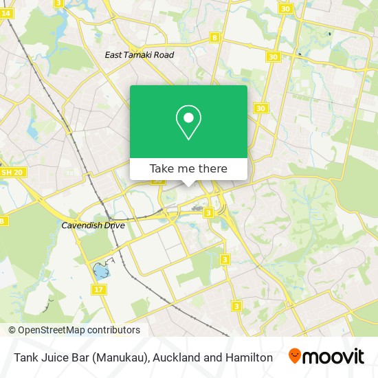 Tank Juice Bar (Manukau) map