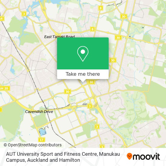 AUT University Sport and Fitness Centre, Manukau Campus map