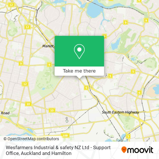 Wesfarmers Industrial & safety NZ Ltd - Support Office map