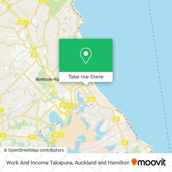 Work And Income Takapuna map