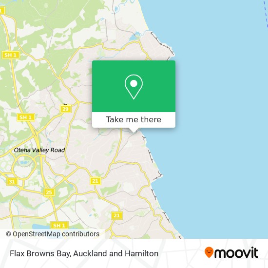 Flax Browns Bay map