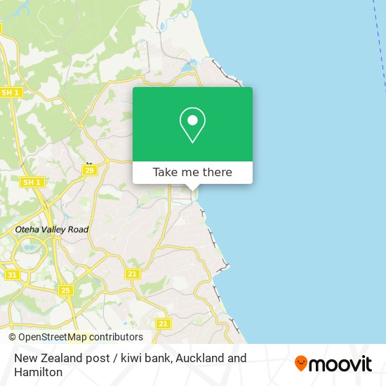 New Zealand post / kiwi bank map