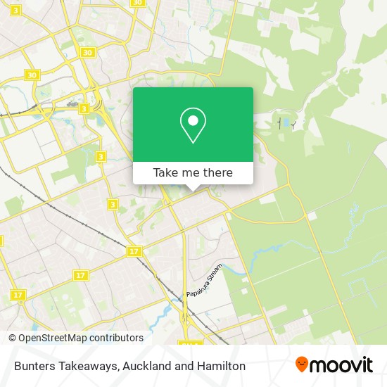 Bunters Takeaways map