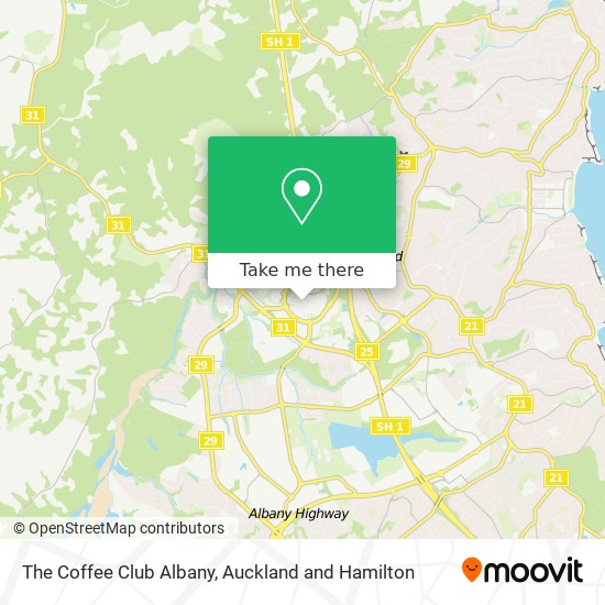 The Coffee Club Albany map