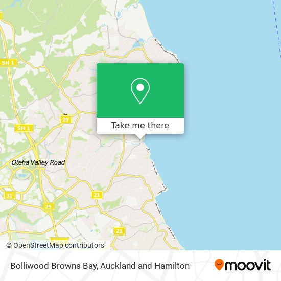 Bolliwood Browns Bay map