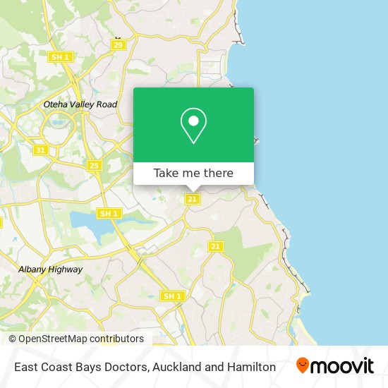 East Coast Bays Doctors map