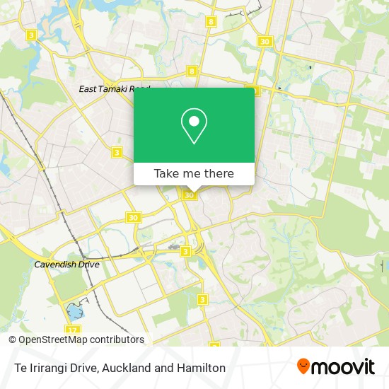 Te Irirangi Drive map