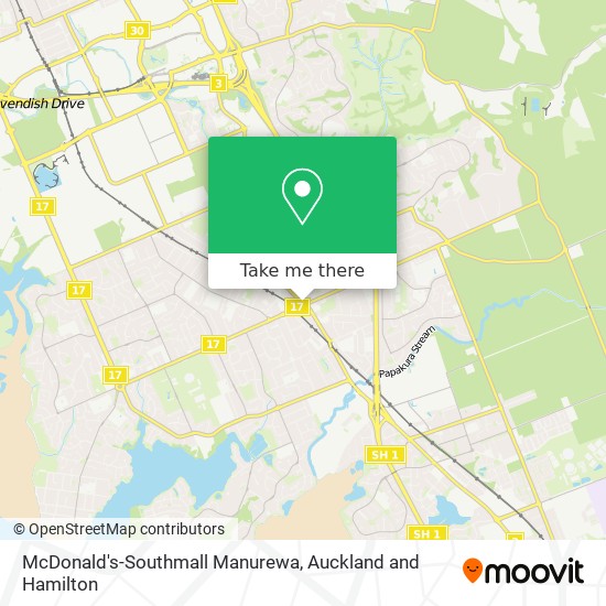 McDonald's-Southmall Manurewa map