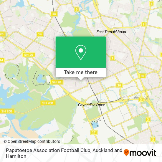 Papatoetoe Association Football Club map