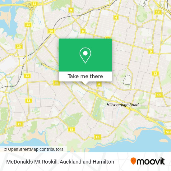 McDonalds Mt Roskill map