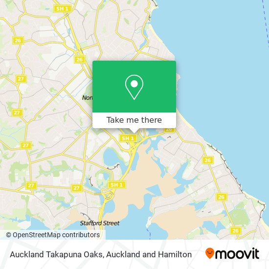 Auckland Takapuna Oaks map
