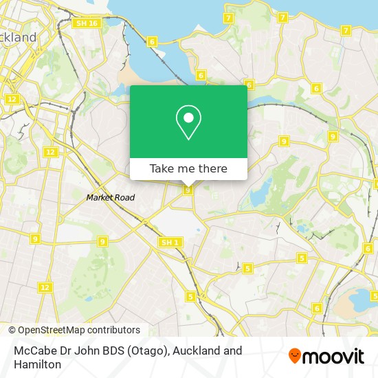 McCabe Dr John BDS (Otago) map