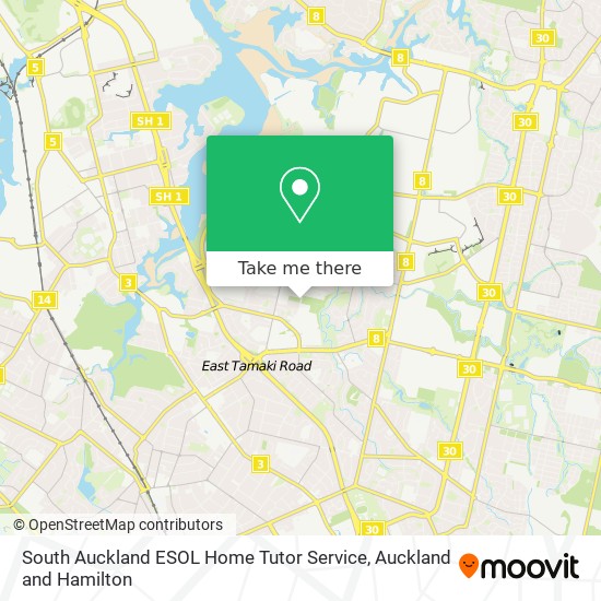 South Auckland ESOL Home Tutor Service map
