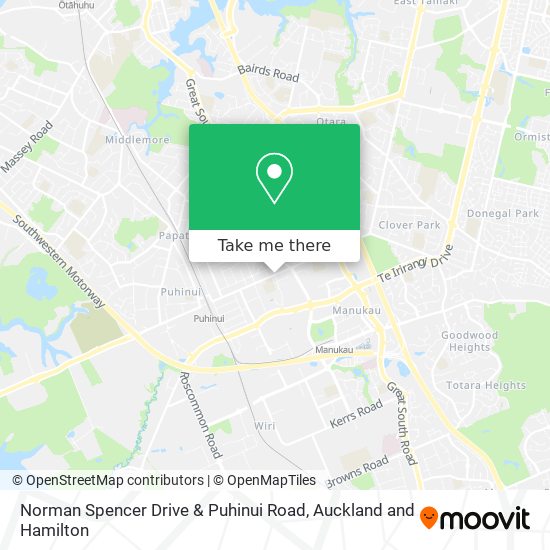 Norman Spencer Drive & Puhinui Road map