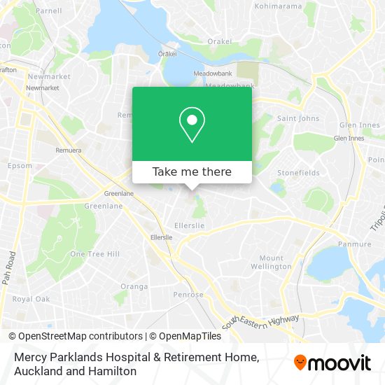 Mercy Parklands Hospital & Retirement Home map