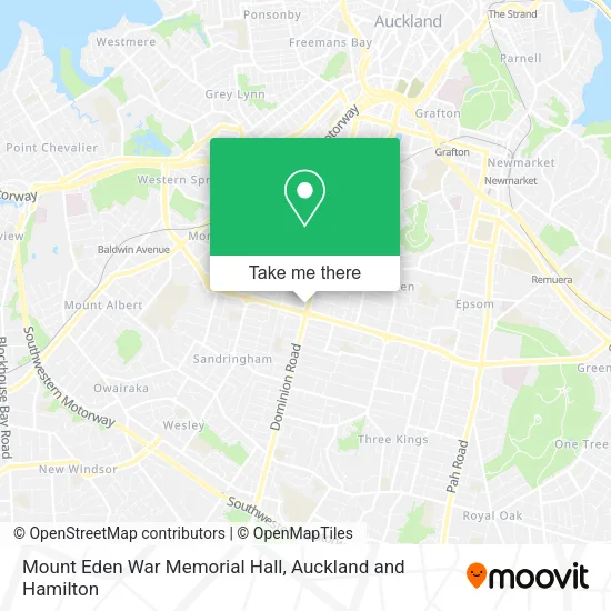Mount Eden War Memorial Hall map