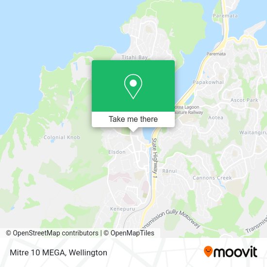 How to get to Mitre 10 MEGA in ElsdonTakapuwahia by bus or train?