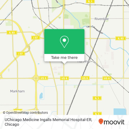 Mapa de UChicago Medicine Ingalls Memorial Hospital-ER