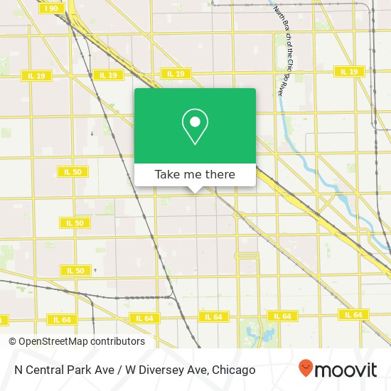 Mapa de N Central Park Ave / W Diversey Ave