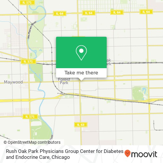 Rush Oak Park Physicians Group Center for Diabetes and Endocrine Care map