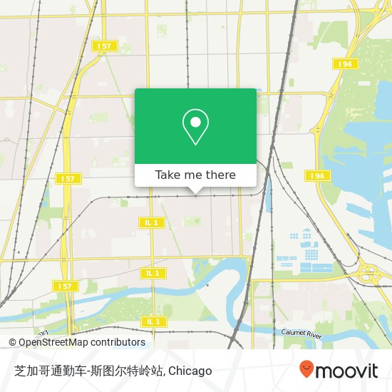 Mapa de 芝加哥通勤车-斯图尔特岭站