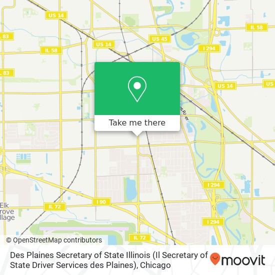 Des Plaines Secretary of State Illinois (Il Secretary of State Driver Services des Plaines) map