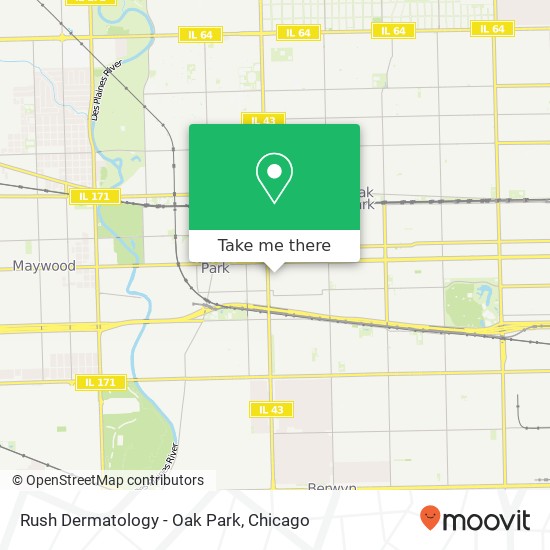 Mapa de Rush Dermatology - Oak Park