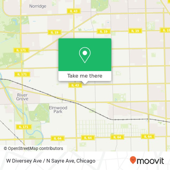 W Diversey Ave / N Sayre Ave map