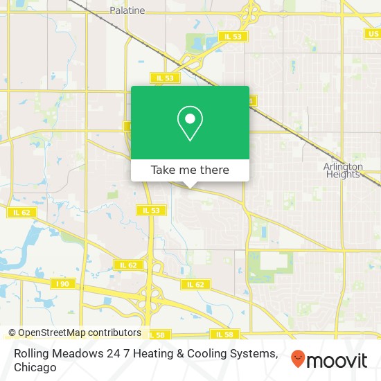 Mapa de Rolling Meadows 24 7 Heating & Cooling Systems