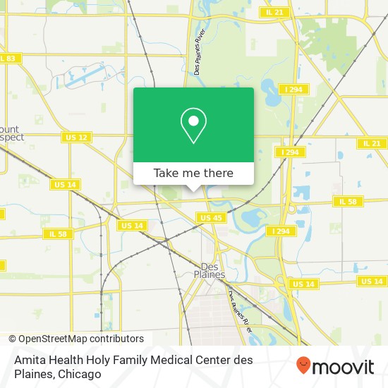 Amita Health Holy Family Medical Center des Plaines map