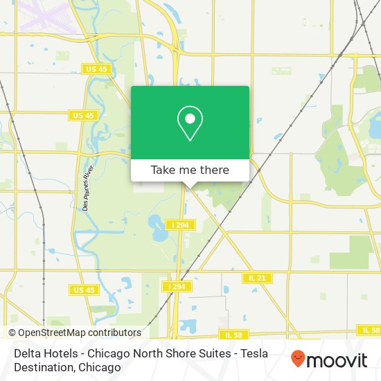 Delta Hotels - Chicago North Shore Suites - Tesla Destination map