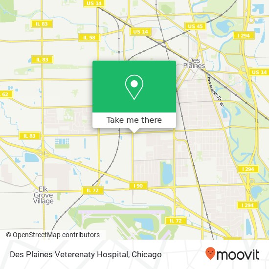 Des Plaines Veterenaty Hospital map