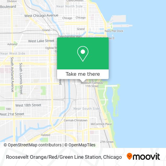 Roosevelt Orange / Red / Green Line Station map