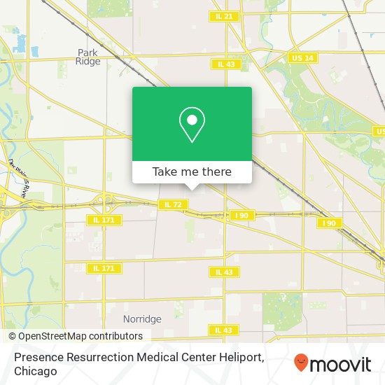 Presence Resurrection Medical Center Heliport map