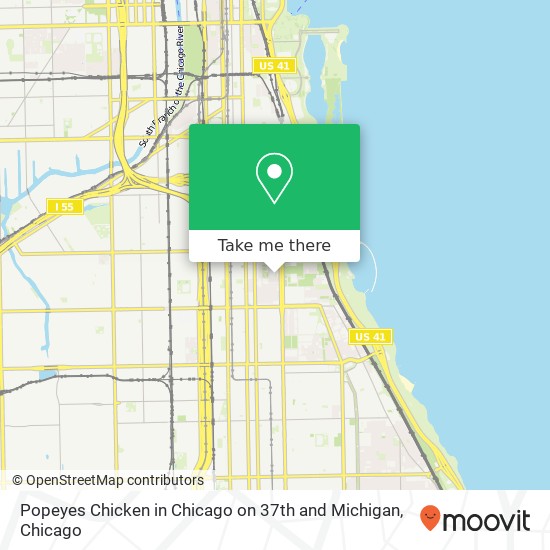 Mapa de Popeyes Chicken in Chicago on 37th and Michigan