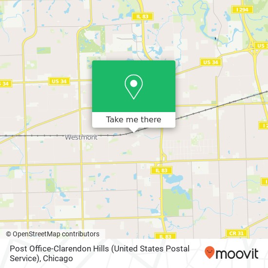 Post Office-Clarendon Hills (United States Postal Service) map