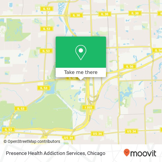 Presence Health Addiction Services map