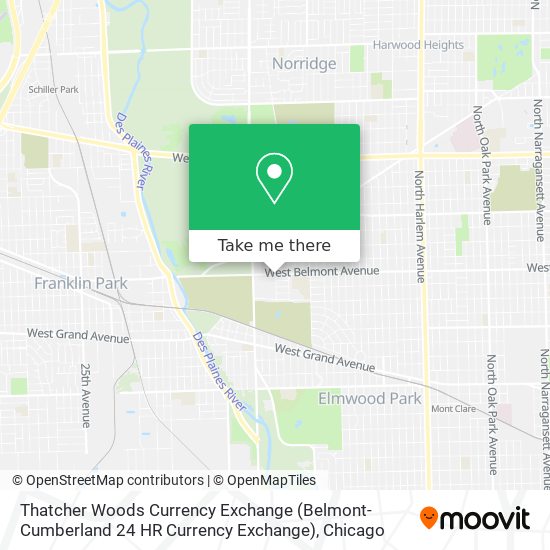 Mapa de Thatcher Woods Currency Exchange (Belmont-Cumberland 24 HR Currency Exchange)