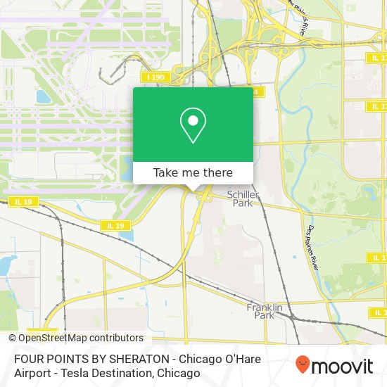 Mapa de FOUR POINTS BY SHERATON - Chicago O'Hare Airport - Tesla Destination