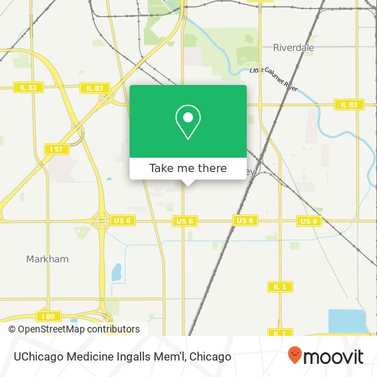 Mapa de UChicago Medicine Ingalls Mem'l