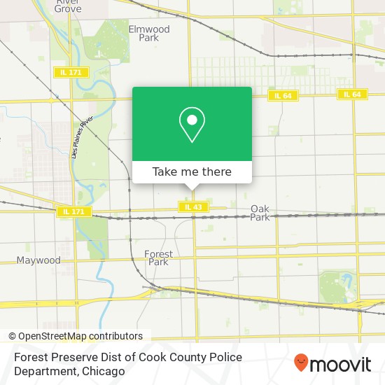 Forest Preserve Dist of Cook County Police Department map